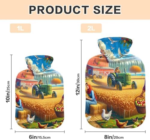 Autumn Farm Harvest Hot Water Bottles with Velvet Cover Hot Water Bag for Menstrual Cramps, 2L