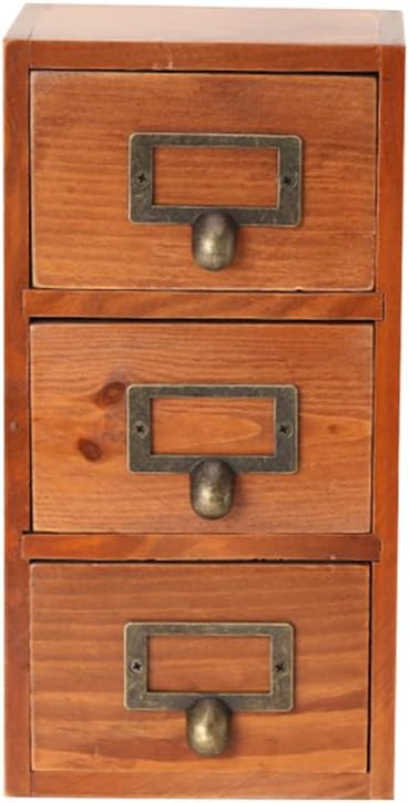 KOMBIUDA 1pc Multipurpose Wooden Desktop Storage Box Sundries Container with Drawer Design for Organizing Office Kitchen and Living Supplies