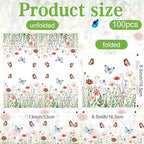 Wildflower Napkins, 100 PCS Floral Napkins Party Decorations, Spring Napkins Paper, Flower Decorative Dinner Cocktail Napkin Disposable for Summer Spring Baby Shower Party Favor Supplies(6.5 * 6.5)
