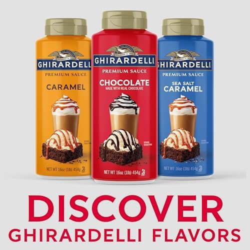 GHIRARDELLI Premium Dessert Sauce 16 oz Bottle, Chocolate – Rich Dessert & Coffee Topping Made with Real Chocolate