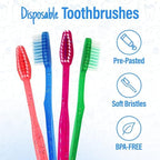 MEGA Pack Kids Disposable Toothbrushes with Paste | Children's Bubblegum Pre-Pasted & Individually Wrapped Toothbrush Bundle | Perfect for School, Camp, Summer Vacation, (36 Pack)