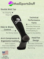 MadSportsStuff Pirate Skull and Crossbones (Jolly Roger) Over the Calf Baseball Socks