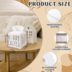 Happy Easter PU Leather Tissue Box Cover - Cute Bunny Ears Decorative Tissue Holder - Festival Waterproof Dispenser Box - Facial Paper Organizer Home Decor for Living Room, Bathroom, Office - A07