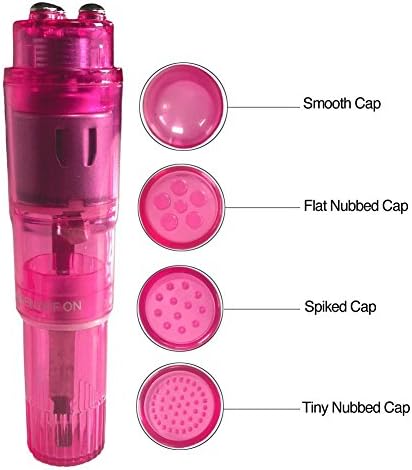 Mini Massager Handheld with 4 Heads Pocket Pen for Body, Face, Neck, Head,Back (Pink and Blue)