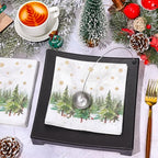 Whaline 50Pcs Christmas Winter Paper Napkins Xmas Tree Snowflake Luncheon Napkin Forest Pine Tree Disposable Dinner Dessert Napkins for Holiday Party Supplies Table Decor
