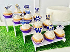 Washington Cupcake Topper Party Supplies for Football, Birthday, Graduation Party Decorations (24 Pieces) (Washington Huskies)