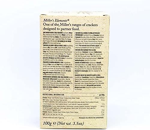 Miller's Elements Artisan Biscuits Fire Crackers | Made with Red Hot Chilies | Imported from England | 3.5 oz