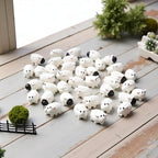 40Pcs White Mini Sheep Herd Figurines - Cake/Cupcake Toppers, Terrarium and Moss Landscape Decor, DIY Miniature Crafts for Fairy Gardens, Home Décor and Model Scenes