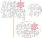 1Pcs A Little Snowflake is on Her Way Cake Topper Pink Snowflake Winter Baby Shower Cake Decoration for Girl Kids Winter Onederland Gender Reveal Party Decorations