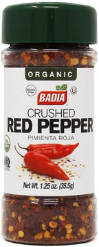 Badia Organic Crushed Red Pepper, 1.25 oz – Spicy Dried Chili Flakes for Cooking, Seasoning & Garnishing