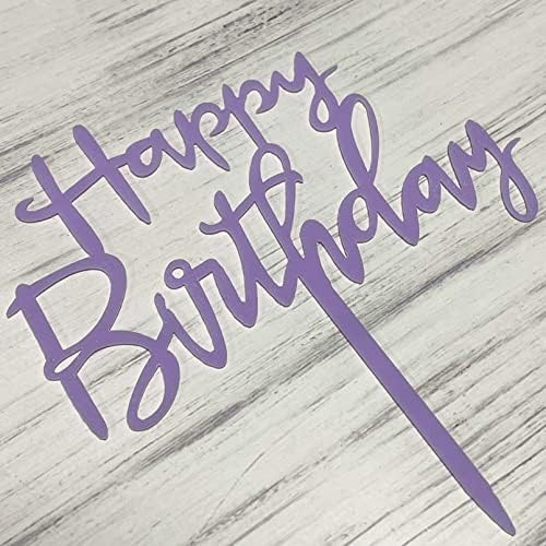 JIEEIN Happy Birthday Cake Topper - Birthday Party Event Decorations, Purple Plastic