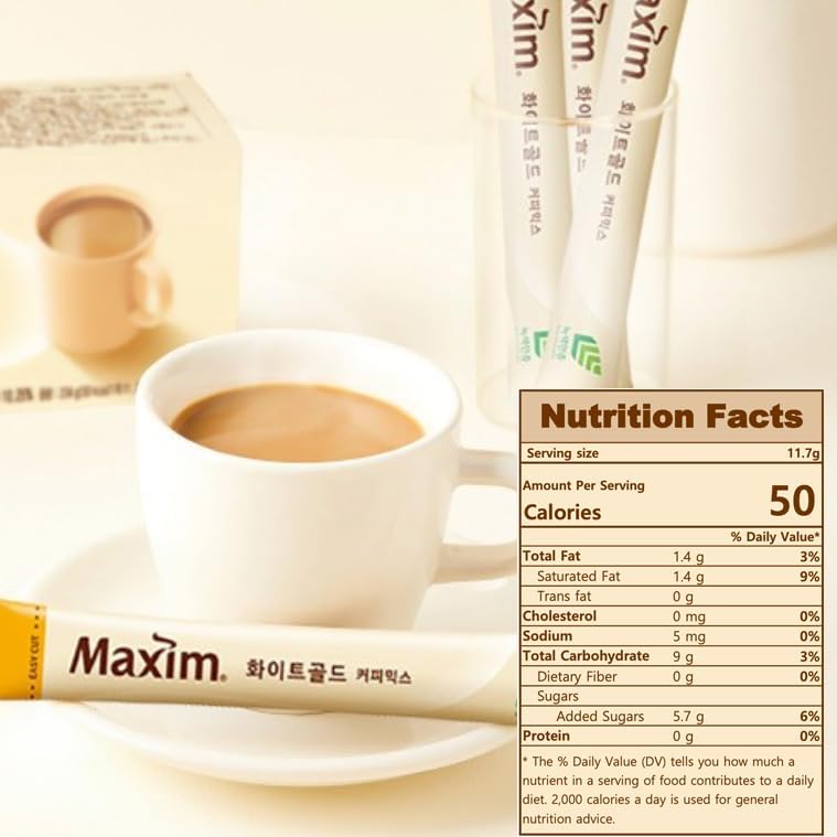 Instant Coffee Maxim Mocha Gold Mild Coffee Mix, 12g x 50 Sticks (50T, White Gold Coffee Mix)