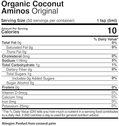 CÓCOES Organic Coconut Aminos – Soy-Free Alternative to Liquid Aminos & Soy Sauce, Made from Organic Coconut Sap, Low Glycemic, Gluten-Free, No Additives