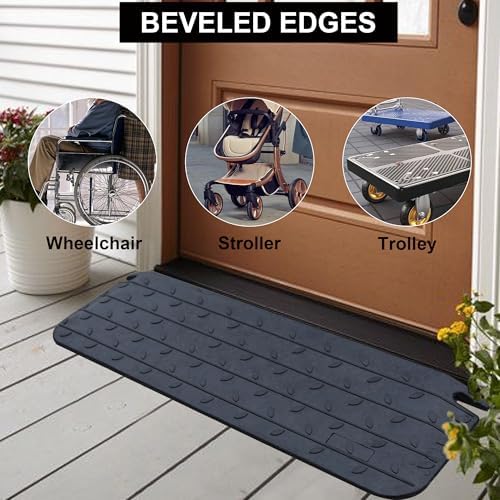 OrangeStar Rubber Threshold Ramp for Doorways, 2" Rise Non-Slip Wheelchair Ramp, 33000lbs Load Capacity, Rubber Curb Ramp for Wheelchair, Scooter, Black