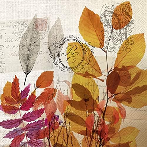 IHR Ideal Home Range - Paper Napkins AUTUMN MEMORIES cream 20-Count 3-Ply Cocktail Napkins 5 x 5 inches