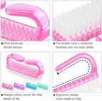 4 Pcs Nail Brush for daily Use - 4 Different Kinds of Fingernail brush with Plastic Handle Nail brush for cleaning Fingernails - Easy to use Nail Scrub brush - Nail Cleaner Nail brushes for Hands Feet