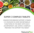 NaturesPlus Super C Complex - 90 Capsules - 1000 mg Vitamin C + 500 mg Bioflavonoids - Vegetarian, Gluten Free - 45 Servings