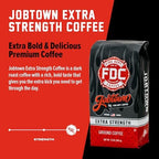 Fire Department Coffee - Gives Back to Firefighters - Jobtown Extra Strength Ground Coffee - Rich & Bold Dark Roast - Roasted in the USA - Veteran Owned - 12 oz