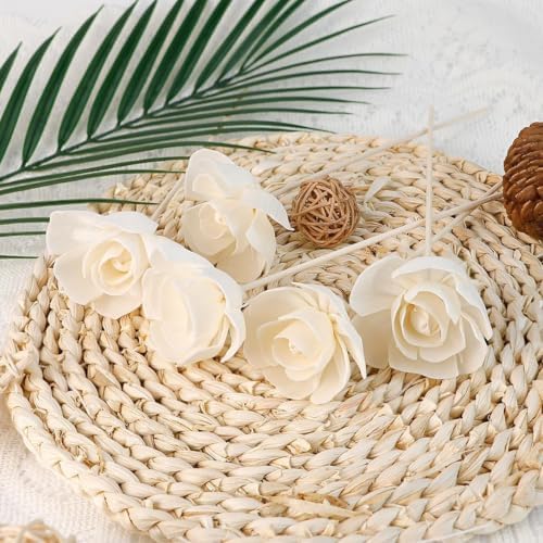 FOMIYES 5PCS Rattan Diffuser Sticks with Artificial Flowers,Sticks for Essential Oil Diffusion, Ideal Home Decor for Bedroom, Room, Bathroom, Office for All Seasons