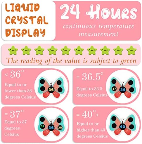 12 pcs Stick-on Fever Indicator Forehead Fever Kids Cartoon Stickers Temperature Fever Patch