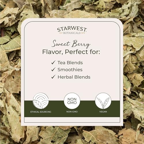 Starwest Botanicals Organic Raspberry Leaf - Herbal Loose Leaf Tea, Caffeine Free Natural Herbs, Pure Dried Raspberry Leaf, Cut & Sifted, Certified Kosher, Non-GMO - Bulk 1 lb Bag