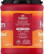 Folgers Breakfast Blend Ground Coffee, Smooth & Mild Coffee, 9.6 Ounce Canister