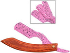 Red & Pink Straight Cut Throat Shaving Razor Wooden Barber Hair Salon