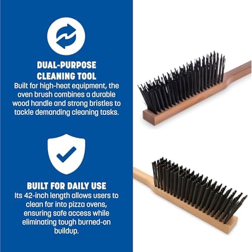 Carlisle FoodService Products 4577200 Carbon Steel Bristle Pizza/BBQ Oven Brush, 39" Overall Length