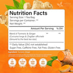 FreshDrinkUS, Premium 135 Ginger Turmeric Tea Bags, 100% Natural Ingredients, Hand-made Blend of Ginger and Turmeric Herbal Tea, Eco-conscious Tea Bags. No Sugar, No Caffeine, No Gluten, Vegan.