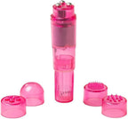 Mini Portable Small Vibrating Massage Body Tool 4 Heads Massager Pocket Toy for Women Neck Shoulder Face Back Leg Foot Muscles (Pink Color)
