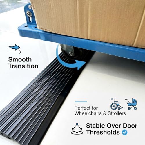 1" Rise No-Drill Natural Rubber Wheelchair Threshold Ramp, 35.5" Cuttable, 2200 LBS Load Capacity, Non-Slip Weather Resistant Doorway Ramp for Wheelchairs, Walkers, Scooters