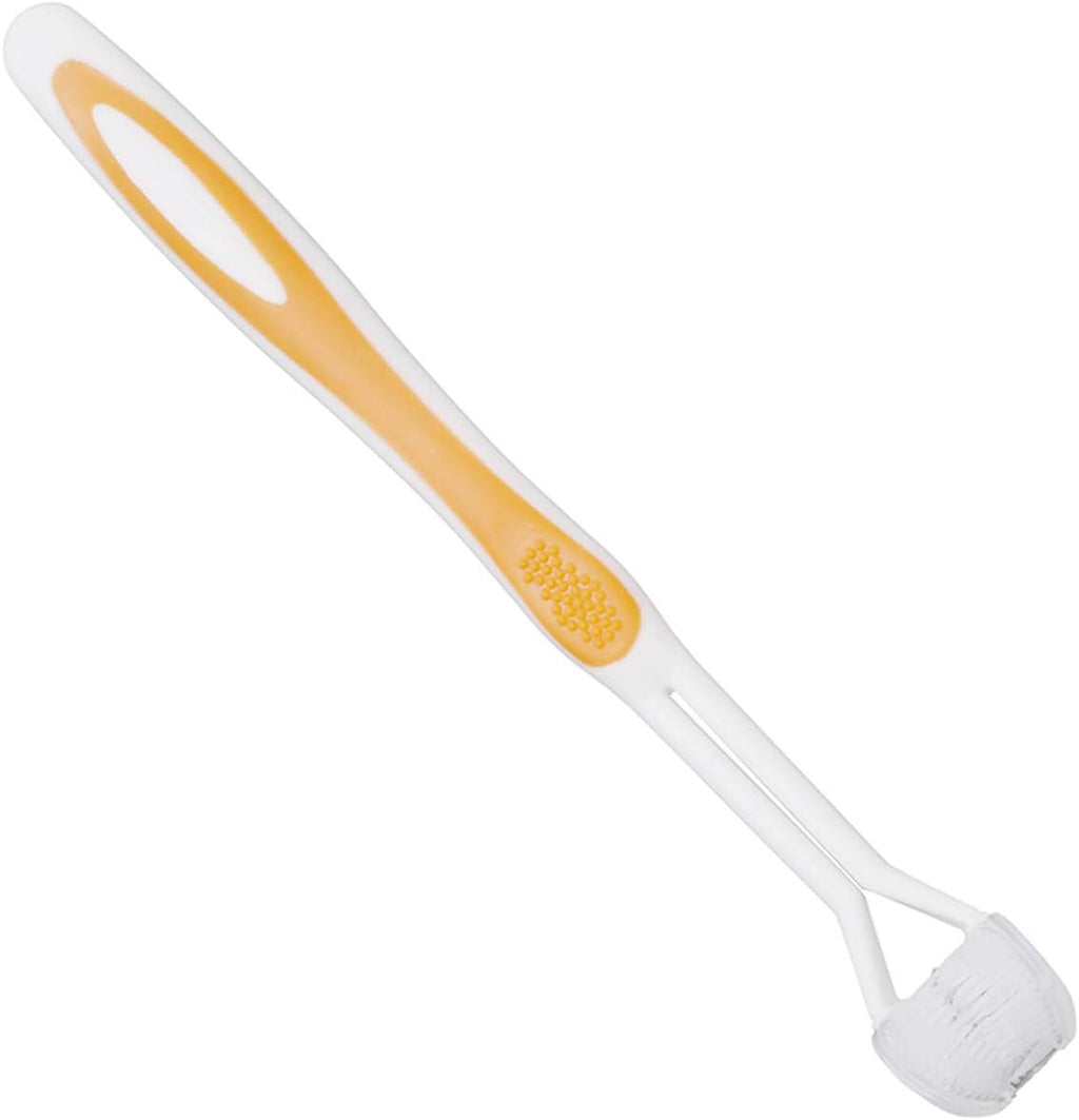 Multicolor Three-Sided Toothbrushes Travel Toothbrushes for Adults and Children(Yellow)