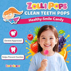 Zollipops Clean Teeth Lollipops - AntiCavity Sugar Free Candy for a Healthy Smile Great for Kids, Diabetics and Keto Diet. Natural Fruit Variety, 3.1 Ounce
