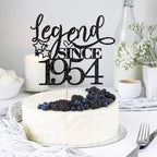 Legend since 1954 cake topper, black glitter men and women cheer to 70 years old happy birthday cake decoration 70th Wedding Anniversary Party Decorations Supplies