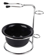 Stainless Steel Shaving Brush Stand, Black Shaving Bowl Holder, Dual Purpose Organizer for Men Wet Shaving Kit, Classic Gift