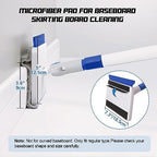 Qaestfy Baseboard Cleaner Tool with Handle, Wall Floor Mop with Extendable Long Handle Duster for Cleaning Window, Floor, Skirting Board, Ceiling, Shower, Tub Tile, Kitchen with 6 Reusable Pads