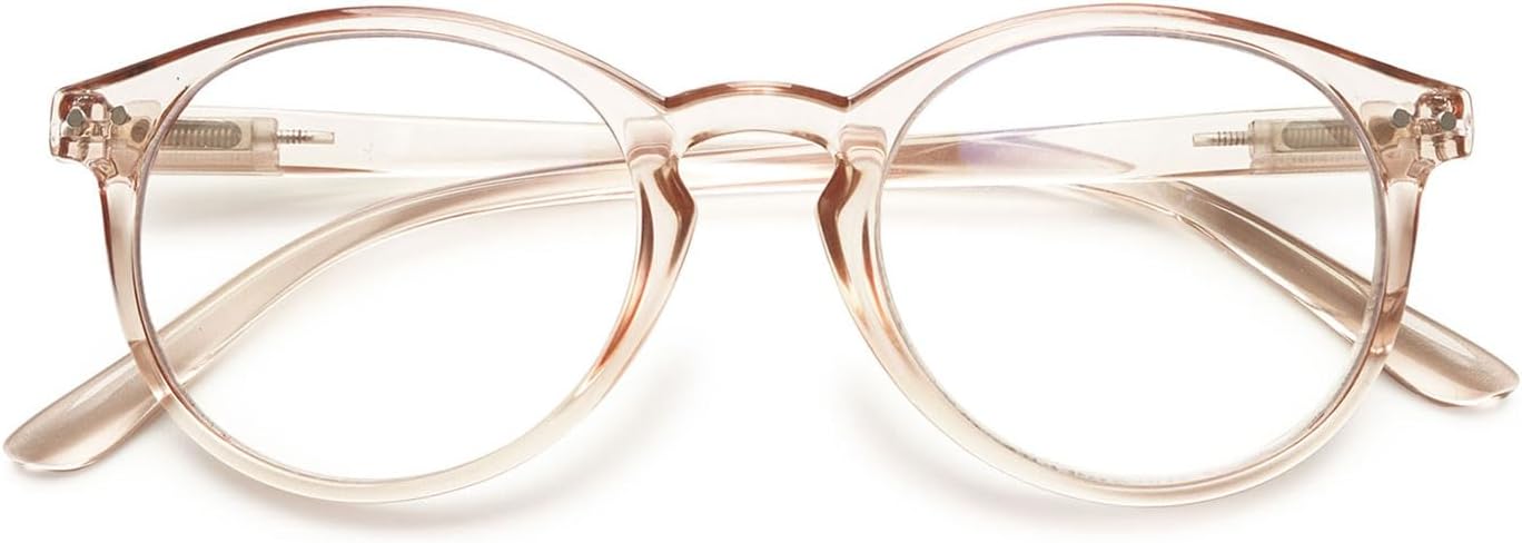 Blue Light Blocking Reading Glasses Spring Hinges Round Eyeglasses Computer Readers for Women