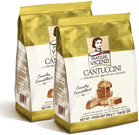 Cantuccini Biscotti by Matilde Vicenzi | Gourmet Italian Almond Mini Biscotti Cookies| Made in Italy | 7.94oz (225g) Bag-2 Pack | All-Natural, Kosher, Dairy