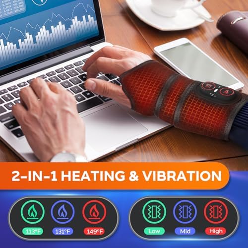 Cordless Wrist Heating Pad for Pain Relief, FSA Eligible Items, Rechargeable Wrist Massager for Carpal Tunnel, Red Light Heated Wrist Brace Wrap, HSA Approved Products Only