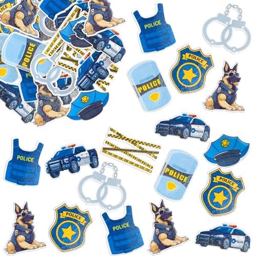 Gyufise 54Pcs Edible Police Cupcake Toppers Wafer Paper Policeman Birthday Cupcake Picks Decorations for Police Emblem Theme Birthday Party Cake Decor Supplies