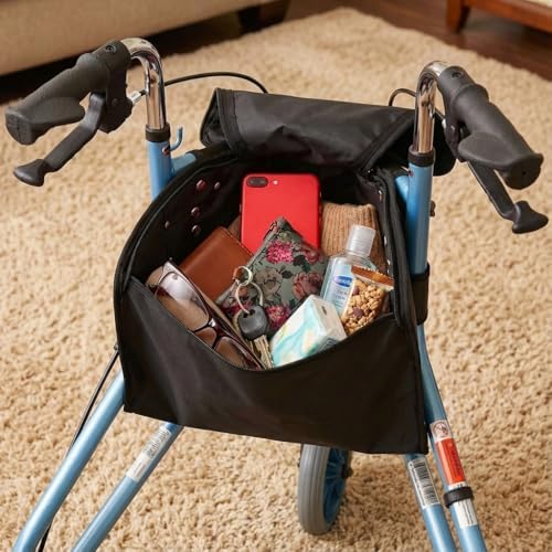 NOVA Medical Products Pouch Bag for 3 Wheeled Rollator Walker – Replacement Storage Tote & Organizer for Three Wheel Mobility Aids, Zippered Closure, Durable Design