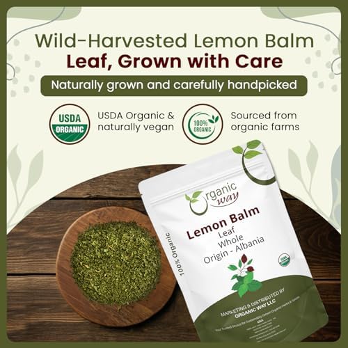 Organic Way Lemon Balm Leaf Whole (Melissa officinalis) - Herbal Tea | Organic & Kosher Certified | Vegan | Raw, Non GMO & Gluten Free | USDA Certified | Origin - Albania (2 Ounce (Pack of 1))