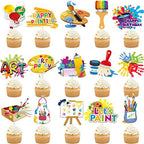 36Pcs Art Paint Party Cupcake Toppers Painting Brush Cake Cupcake Picks Decoration for Art Painting Theme Birthday Baby Shower Paint Splatter Party Supplies