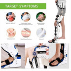Knee Support Brace Adjustable Hip Knee Ankle Foot Joint Fixed Brace Full Leg Professional Foot Stabilizer Adjustable Hing Support with Removable Side for Walking with Shoe for Men and Women(Left,Mediu