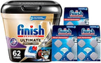 Bundle of Finish Ultimate Plus Infinity Shine - 62 Count - Detergent + Finish In-Wash Dishwasher Cleaner Tabs - 3 Count (Pack of 4)