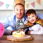 Feliz Cumpleaños Papa Cake Topper, Best Dad Ever, Happy Father's Day, Father's Birthday Party Decorations Supplies Black Glitter