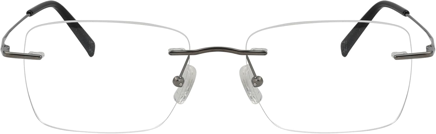 Eyekepper Titanium Rimless Reading Glasses Frameless Rectangle Readers Women Men Gunmetal +2.00