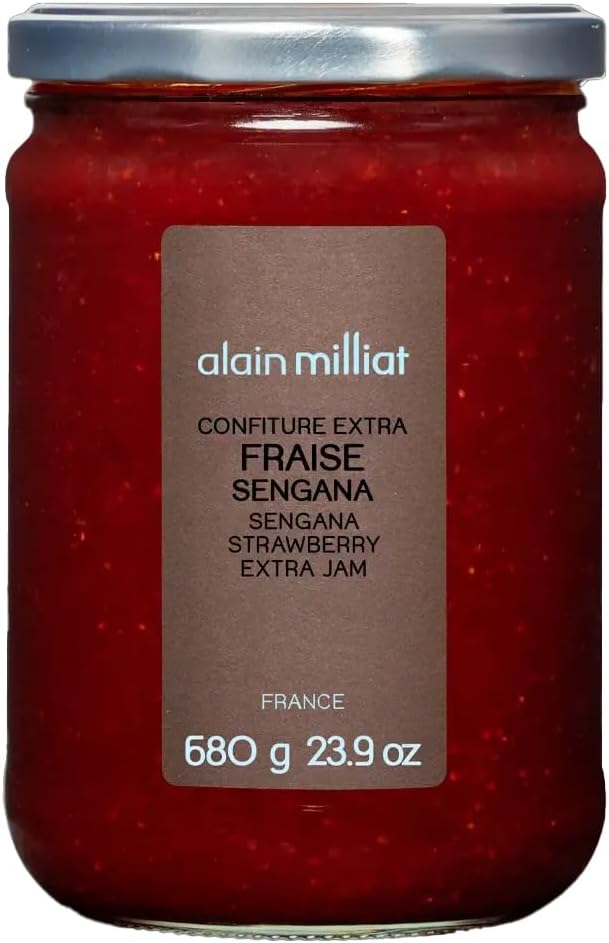 Alain Milliat Sengana Strawberry Jam, 23.9 Oz (One 680g Glass Jar) | GMO-Free | Imported from France