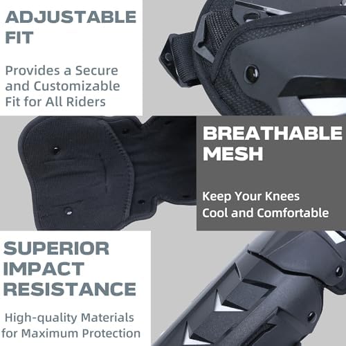 Motorcycle Knee Pads for Adults, Adjustable Motorcycle Knee Shin Guards for Motocross Racing Dirt Bike (2Pcs)