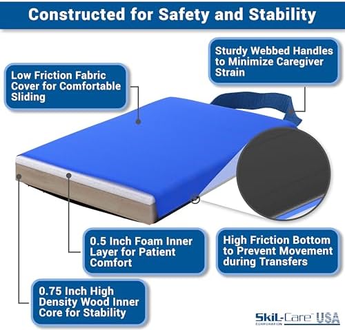 Skil-Care Transfer Board and Slide Board, 30"L x 8"W, 2 Reinforced Handles, Padded Slide Board for Transferring, Easy Move Assist for Senior & Disabled, 450LB Weight Capacity, 708170